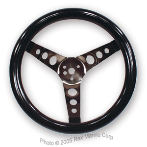Covico Stainless Spoke Wheel13" diameter, Standard dish, Black Molded Rubber GripNot available at this time