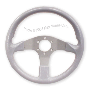 Momo designed Steering Wheel by Uflex 13 1/2 DiameterGray Grip with Silver Spoke
