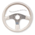 Momo designed Steering Wheel by Uflex 13 1/2” DiameterWhite Grip with Silver Spoke