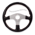Momo designed Steering Wheel by Uflex 13 1/2” DiameterBlack Grip with Silver Spoke