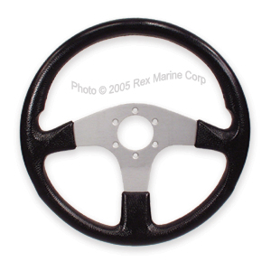 Momo designed Steering Wheel by Uflex 13 1/2 DiameterBlack Grip with Silver Spoke