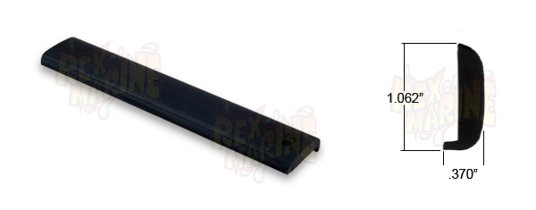 Black Vinyl Rubrail, 1.125" tall x .370" thickwith lip - 20 foot length drilledIn stock