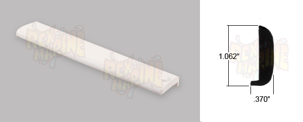 White Vinyl Rubrail, 1.125" tall x .370" thickwith lip - 20 foot length drilledIn Stock